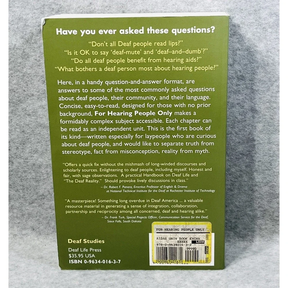 For‎ Hearing People Only 3rd Edition Paperback GOOD Deaf Community Moore Levitan